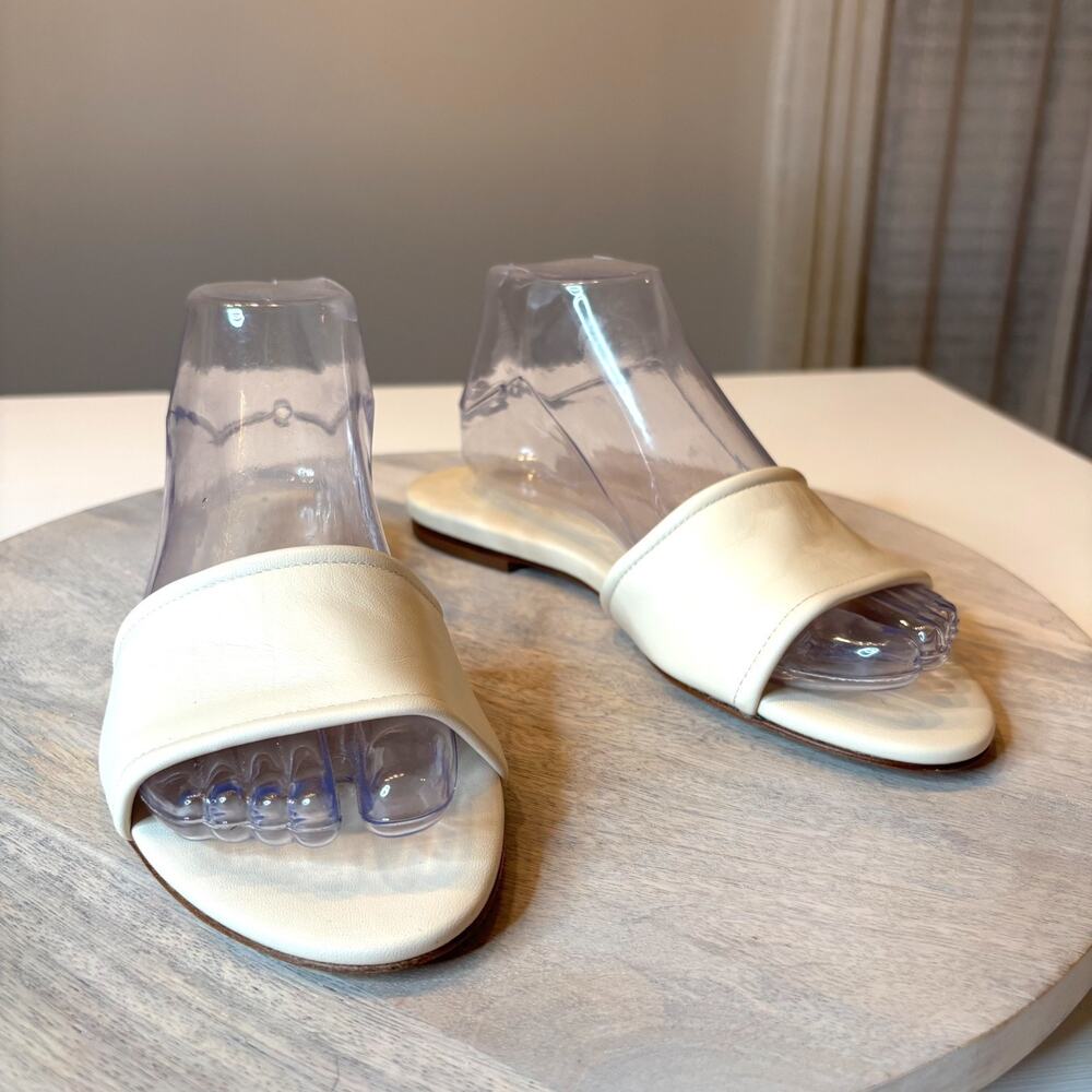 Aeyde Cloe Slide Sandals Cream Nappa Leather Flat Slip On Made In Italy 38